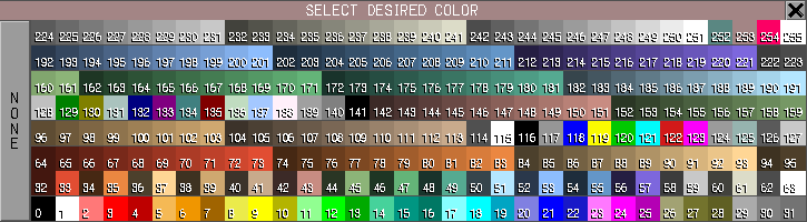 ARRIS++ 256 Color Selection Menu: Example 2